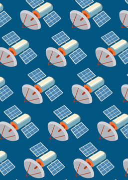 Satellite pattern with solar panels in seamless design