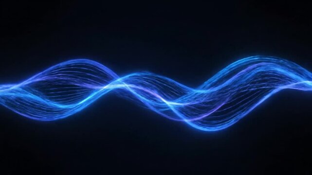 Vibrant blue light trails intersecting on dark background