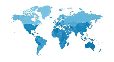 Obraz premium A blue and white world map on a plain background
