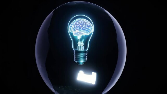 AI Innovation Concept with Glowing Light Bulb.