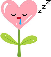 Heart Flower Sleeping Face Cartoon