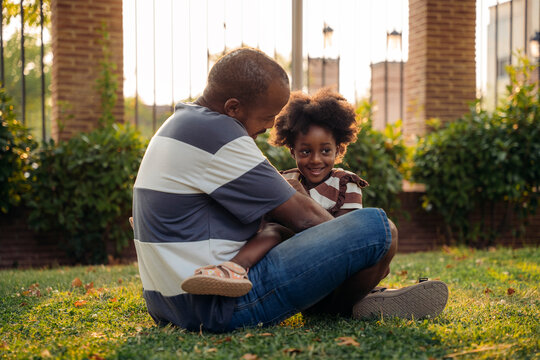 Father and daughter enjoying outdoor bonding time