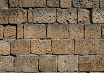 Obraz premium Close up texture of an ancient, rough medieval wall constructed from large, irregular stone blocks. Weathered surface perfect for historical backgrounds, pattern, closeup, fortress