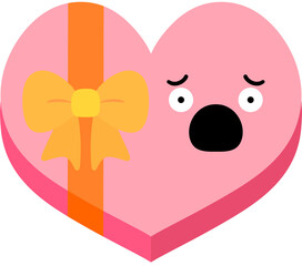 Heart Gift Box Scared Face Cartoon