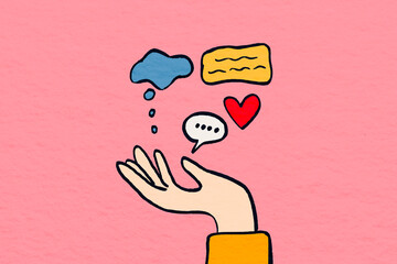 Hand gesture communication in everyday life illustration