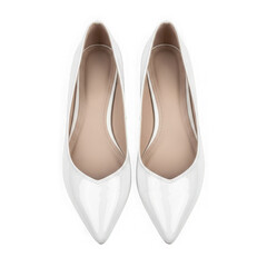 Fototapeta premium Elegant white pointed toe high heel shoes with ankle strap isolated on transparent background