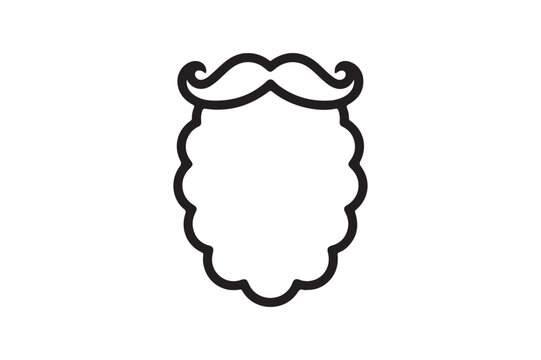 Santa Claus Beard and Mustache Silhouette Icon