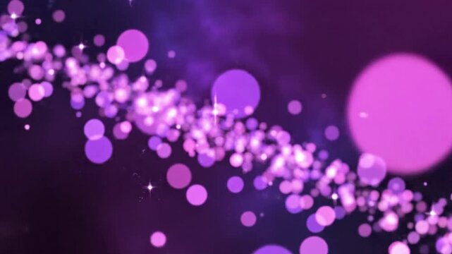 Colorful light effects and bright circles in a dark background with sparkles and purple shades in the night
