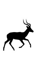 Obraz premium Silhouette of a black deer running on a white background