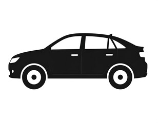 Fototapeta premium Silhouette of a car, facing left, with visible window frames, handles, and wheels