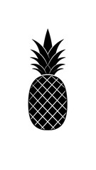 Silhouette of a pineapple with cross-hatching pattern, isolated on a clean white backdrop
