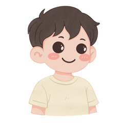 Obraz premium Cute Little Boy in Beige Shirt