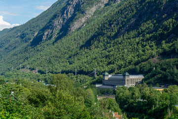 Hydroelectric Power Station in Rjukan Norway UNESCO World Heritage Site Industrial Architecture known as the Opera of Industry in Telemark Mountain Valley