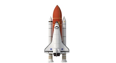 Space Shuttle Complex Against White Background High Angle View
