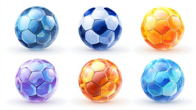 ootball modern design ball, vector set, isolated on white background
