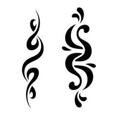 Fototapeta premium Black and White Tribal Tattoo Designs, Abstract Swirls and Curves, Isolated Vector Art