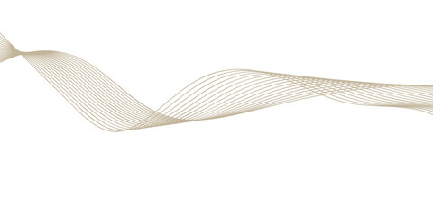 Fototapeta premium Vector illustration of a flowing yellow ribbon with a wavy line pattern and digital curve design isolated on a white background