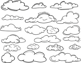 Obraz premium Collection of various cartoon cloud illustrations