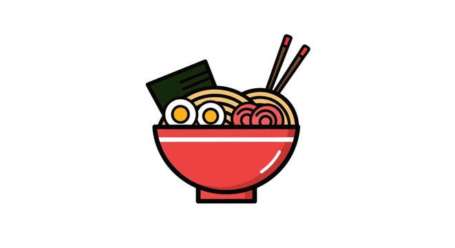Cartoon ramen bowl illustration