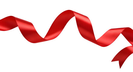 Waving red satin ribbon isolated on transparent background for gift wrapping and decoration