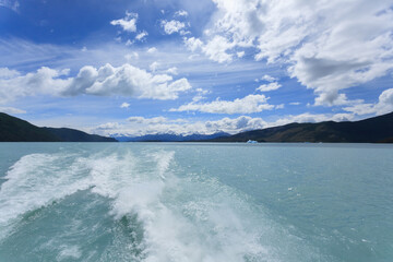 Navigation on Argentino lake, Patagonia landscape, Argentina
