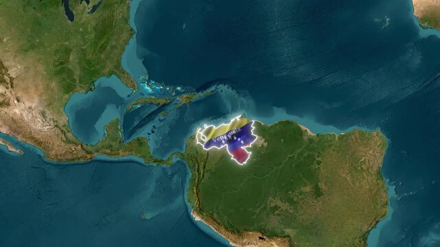Venezuela 3D Map Animation in 4K with National Flag and Geographic Borders create by after effect. 