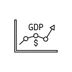 GDP Chart Outline Line Icon on White Background