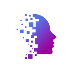 head tech logo creative smart brain idea design concept technology connect network illustration
