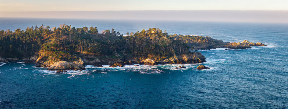 Scenic Morning Aerial View of Seashore near Point Lobos
