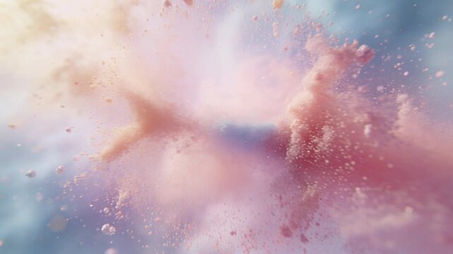 Soft floating particles in multicolor pastel tones, smooth diffusion and airy minimal composition, gentle abstract atmosphere, no text, no logos.