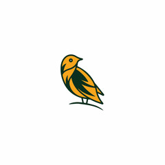 Abstract yellow bird icon vector, editable perched bird symbol for natural product branding, eco-friendly logo, wildlife mascot, pet shop, creative minimalist design for environmental organizations.