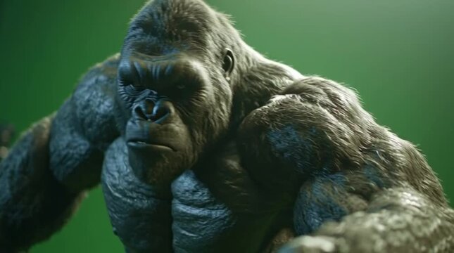 Powerful Silverback Gorilla Animal Green Screen Footage
