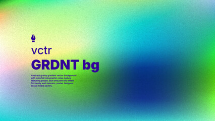 Abstract grainy gradient background vector with green, blue and teal noise texture. Holographic blurry wallpaper with soft trendy vivid fluid colors. Retro lo-fi design for web or poster backdrop. © Imaster