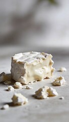 Deliciously creamy brie cheese with a soft white rind and gooey center, artfully arranged