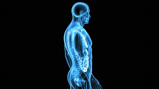 Human body anatomy illustration with visible internal organs.