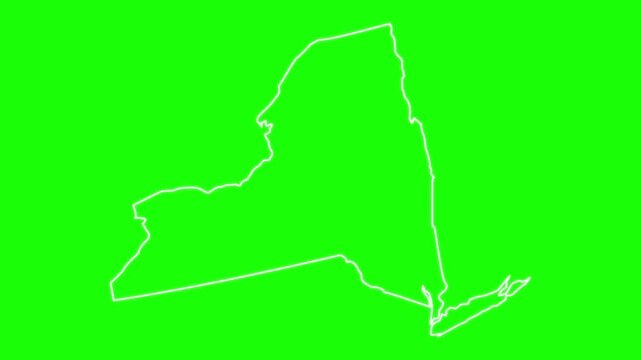 map of the state of New York in the united states with a blue glowing neon effect