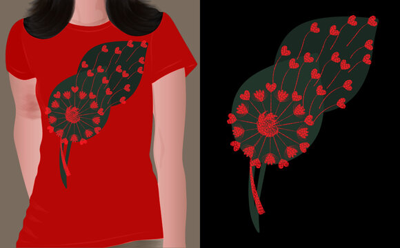 Valentine's love t shirt print design, Vector illustration love heart dot artistic effect t shirt design. T-shirt design for 14th February romantic Valentine's Day.