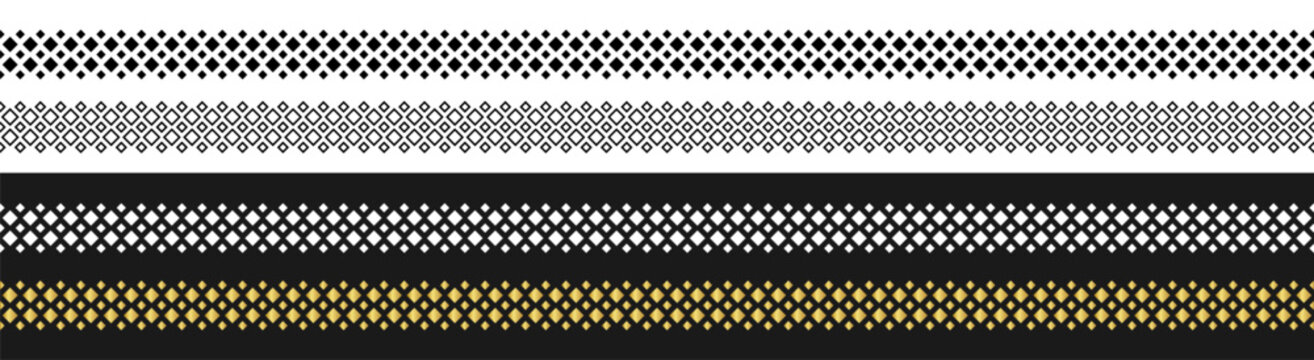 Geometric diamond seamless border pattern abstract decorative vector background on transparent background