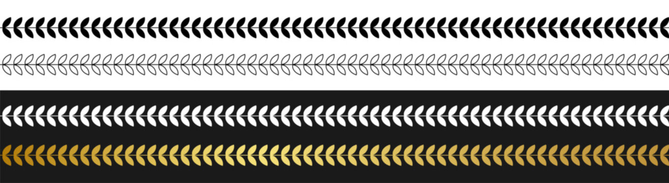 Seamless leaf border pattern floral botanical decorative vector design on transparent background