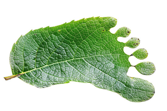 Single green leaf isolated on white background