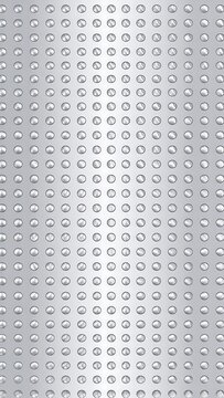 Shiny, silver-toned metallic sheet dotted with orderly, closely spaced raised circular bumps