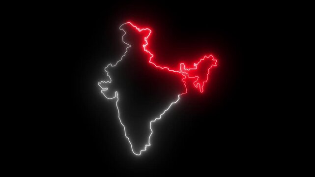 Animated Indian map icon with a glowing neon effect