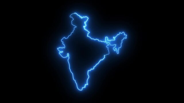 Animated Indian map icon with a glowing neon effect