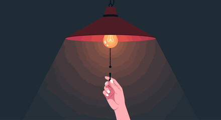 A hand holding a light bulb under a lamp, representing an idea or innovation in a creative environment from a direct viewpoint © John