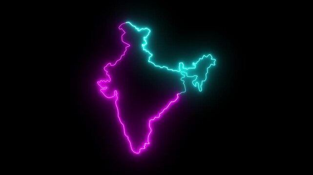 Animated Indian map icon with a glowing neon effect
