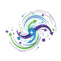 Naklejka premium Vibrant Swirling Arrows and Stars
