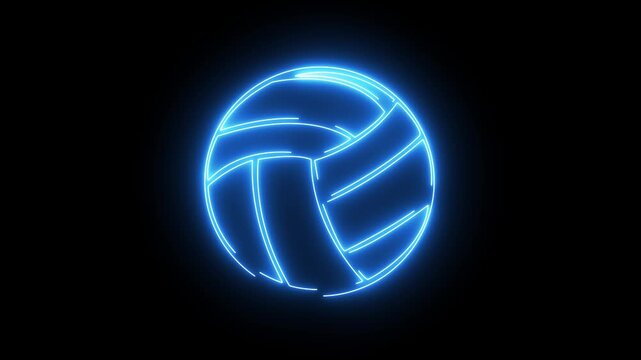 animated volleyball logo with glowing neon lines