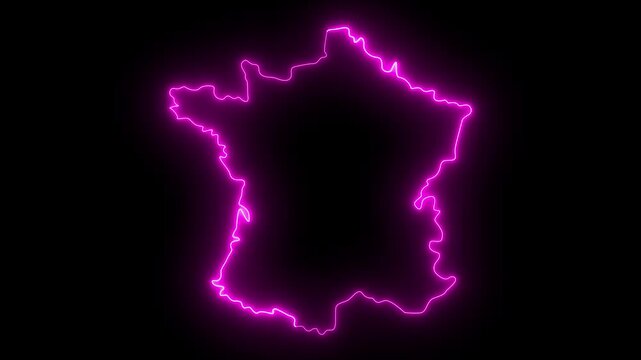 Paris map in france with glowing neon effect