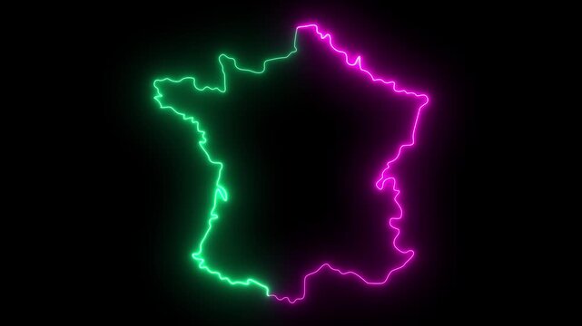 Paris map in france with glowing neon effect