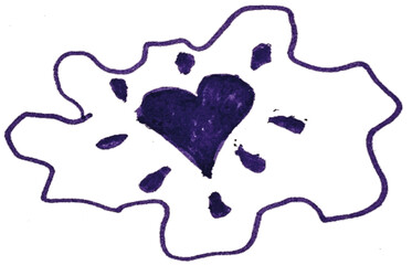 Fototapeta premium Hand Drawn Marker Heart in Chaotic Outline, Cute Doodle Love Symbol Transparent Background